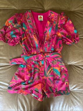 Farm Rio Macaw Party Organic Cotton Romper size L